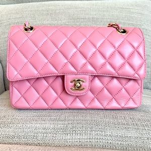 Timeless Classic Double Flaps Sakura Pink with Gold Hardware Bag